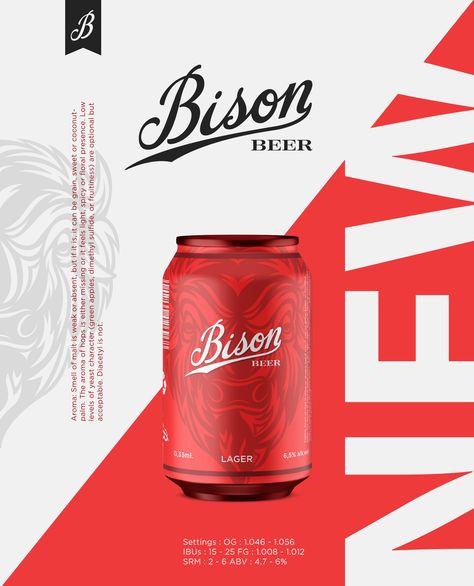 Bison - beer. #logo #packaging #beer #brand #design #lettering #branding #logotype #colors #choice #choicestudio Craft Beer Packaging, Beer Advertisement, Beer Packaging Design, Brewery Design, Beer Label Design, Beer Advertising, 광고 디자인, Beer Poster, Education Tattoos