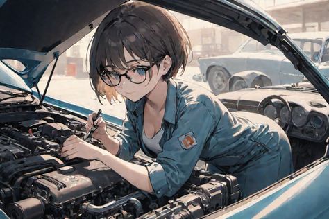 Playground - Mechanic girl repairing a car Mechanic Girl, Girl Mechanics, Girls Driving, Create Art, Image Generator, Rwby, Social Media Posts, Beautiful Eyes, Fast Cars