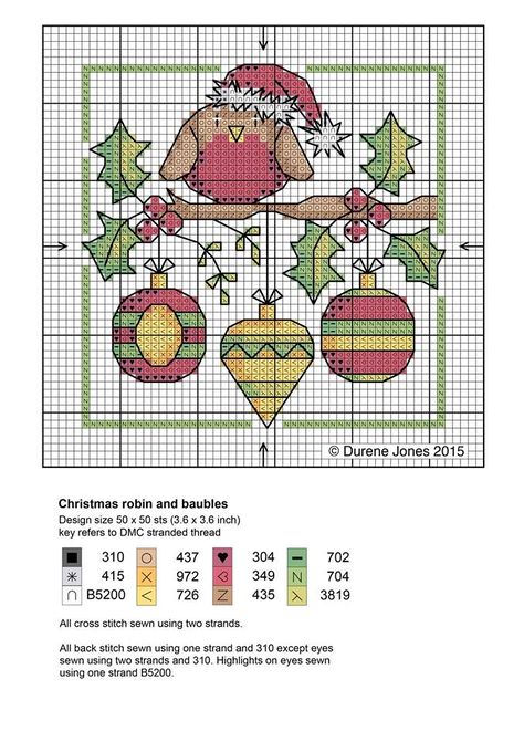 Christmas robin and baubles #CrossStitch #PuntoDeCruz #chart #navidad #free by Durene Jones Durene Jones Cross Stitch, Small Cross Stitch Patterns, Durene Jones, Christmas Cross Stitch Patterns Free, Cross Stitch Christmas Cards, Holly Branch, Cross Stitch Pattern Christmas, Cross Stitch Owl, Free Cross Stitch Pattern