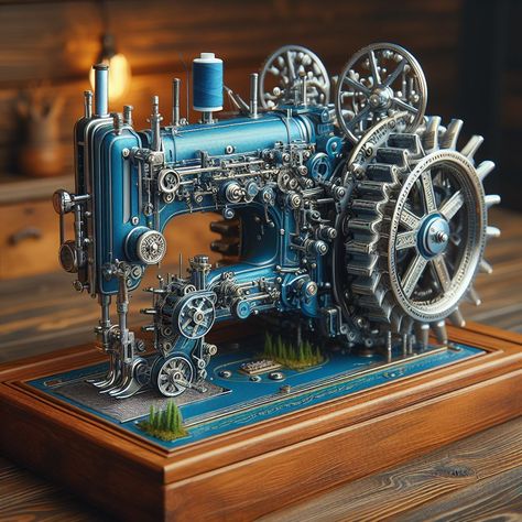 Tractor shaped sewing machine 🚜🪡 Steampunk Inventions, Steampunk Machines, Steampunk Interior, Steampunk Illustration, Steam Engine Model, Steampunk Items, Cool Rings For Men, Car Part Furniture, Steampunk Accessories