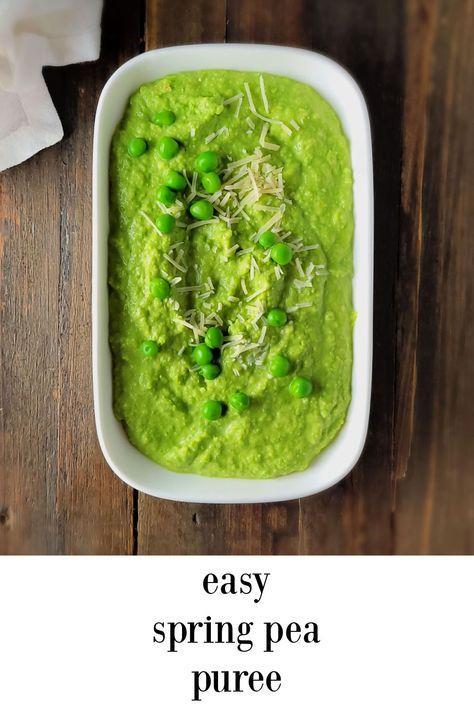 Spring Pea Puree - a great way to easily upgrade a boring old standard veggie into something fresh, delicious, and satisfying. #PeaPuree #SideDish #Peas Pea Puree Recipe, Wine Tasting Food, Pureed Food, Pea Puree, Health Cooking, Thanksgiving 2022, Spring Peas, Food Events, Bangers And Mash