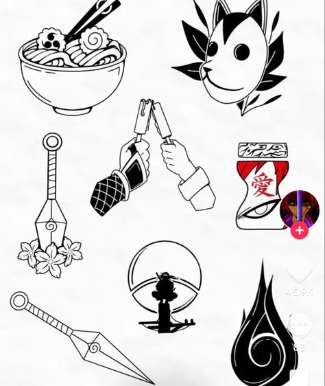 Kunai Tattoo Small, Naruto Small Tattoos, Naruto Small, Anbu Itachi, Anbu Tattoo, Naruto Ramen, Fenrir Tattoo, Nerdy Tattoos, Petit Tattoo