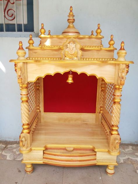 Devhara Design Wooden, Wooden Pooja Mandir Designs, Puja Ghar Design Wooden, Wooden Mandir For Home, Sagwan Wood Mandir Design, Wooden God Mandir, Wooden Temple For Home, Lcd Panel Design, Bedroom Interior Design Modern