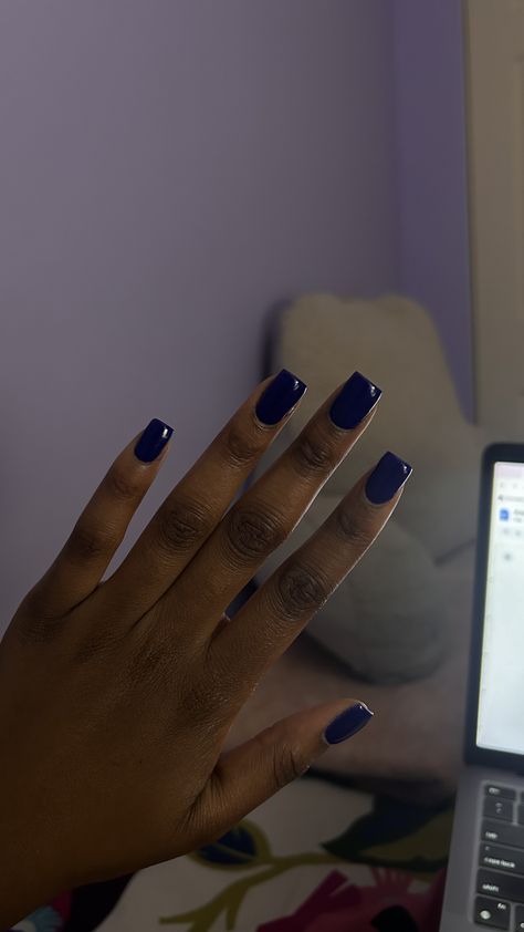 Winter Nail Ideas Square, Dark Blue Nails Square, Navy Blue Nails Square, Dark Blue Short Nails, Navy Blue Acrylics, Navy Blue Nails Ideas, Midnight Blue Nails, Royal Blue Nails, Dark Blue Nails