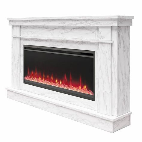 Linear Electric Fireplace, Electric Fireplace With Mantel, Electric Fireplace Mantle, White Mantel, Target Tv Stand, Mantel Surround, Linear Fireplace, Bed White, Faux Fireplace