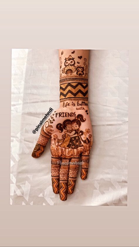 Doll Mehandi Design, Best Friend Mahendi, Theme Based Mehandi Designs, Mehndi Designs For Friends, Doll Mehndi Designs, Best Friend Mehndi Design, Mehendi Designs For Kids, Latest Arabic Mehndi Designs, Mehndi Designs For Kids