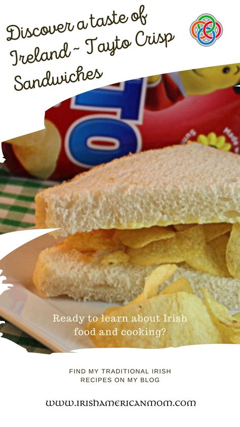 Potato Chip Sandwich, Crisp Sandwich, Irish Snacks, Chip Sandwich, Onion Crisps, Cheese And Onion Crisps, Irish Recipes Traditional, Irish Potatoes, American Mom