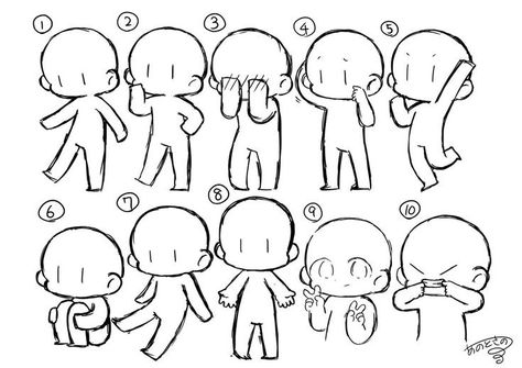 Chibi Body, Chibi Sketch, 그림 낙서, 캐릭터 드로잉, Drawing Expressions, Easy Drawings Sketches, Cute Doodles Drawings, Chibi Drawings, Cute Easy Drawings