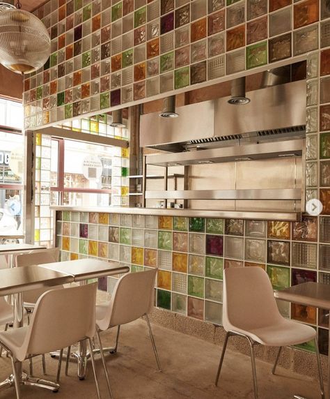 Buchanan Studio, Glass Blocks Wall, Glass Brick, Glass Tiles, Glass Blocks, Updating House, Commercial Interiors, Interior Inspo, Bar Design