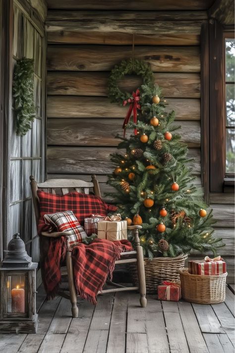 Red Wagon Christmas Decor Radio Flyer, Red Ticking Christmas Decor, Farmhouse Christmas Porch Ideas, Farmhouse Christmas Porch, Red And White Decor, Porch Projects, Christmas Porch Ideas, Porch Enclosure, Christmas Porches