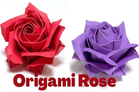 Cap Painting Ideas, Making Paper Roses, Easy Origami Rose, Cap Painting, Origami Sheets, Origami Leaves, Flower Step By Step, Origami Fish, Origami Rose