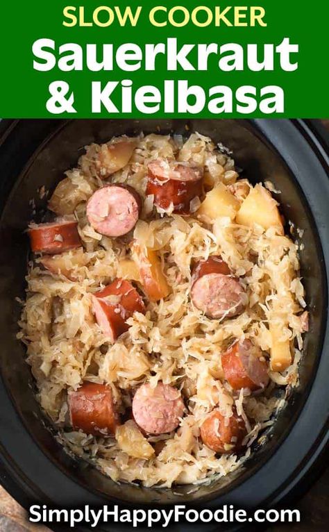 Smoked Sausage And Sauerkraut Crockpot, Crockpot Polish Sausage And Sauerkraut, Sausage And Sauerkraut Recipes Crockpot, Sauerkraut And Sausage Crockpot, Polish Sausage And Sauerkraut Crockpot, Crockpot Sausage And Sauerkraut, Keilbasa And Sauerkraut Recipes, Kielbasa Slow Cooker, Kielbasa And Sauerkraut Crockpot