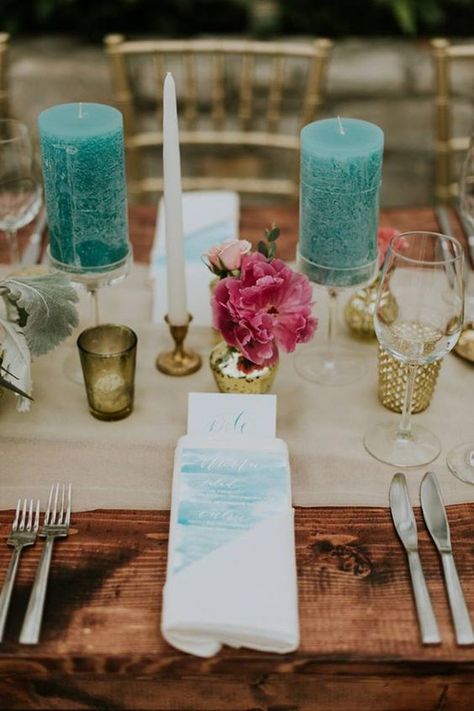 Pink And Teal Party, Pink Table Centerpieces, Teal Wedding Table, Teal And Pink Wedding, Gold Spring Wedding, Teal Centerpieces, Teal Green Wedding, Pink Indian Wedding, Married Ideas