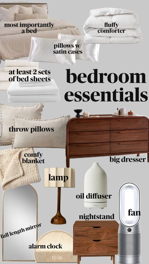 New Home Essentials, First Apartment Essentials, New Home Checklist, Apartment Checklist, Dream Apartment Decor, Future Apartment Decor, Bedroom Essentials, Apartment Essentials, Cozy Room Decor