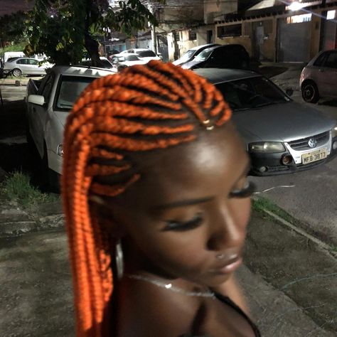 Medium Length Braids With Beads, Medium Length Braids, Orange Braids, Fulani Braids, Braids With Beads, Medium Length, Dreadlocks, Braids, Orange