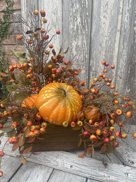 Fall Pumpkin Rustic Planter Arrangement . Kelea's Design School Fall Home Decor Diy, Autumn Arrangements, Casket Flowers, Thanksgiving Cornucopia, Rustic Planter, Fall Pumpkin Centerpieces, Pumpkin Planter, Fall Decor Wreaths, Fall Pumpkin Crafts