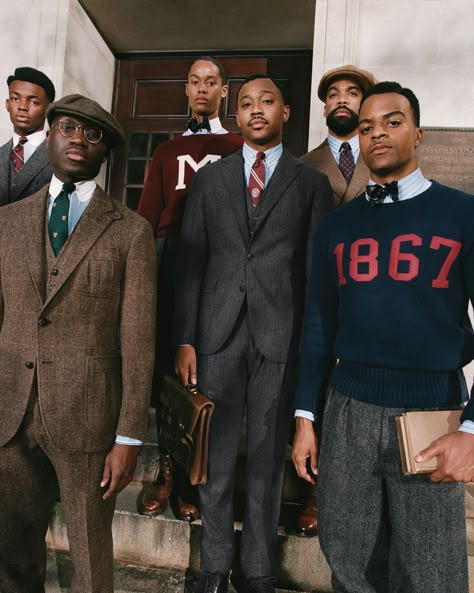 Polo Ralph Lauren on Instagram: “The Morehouse Collection 1867 Sweater alludes to the storied history of graduation sweaters, proudly worn by Morehouse men to exhibit their…” Morehouse Ralph Lauren, Polo Ralph Lauren Morehouse, Ralph Lauren Morehouse, Morehouse College Aesthetic, Black Ivy Style Men, Black Ivy Style, Black Male Graduation Pictures, Graduation Sweaters, Ralph Lauren Aesthetic Men