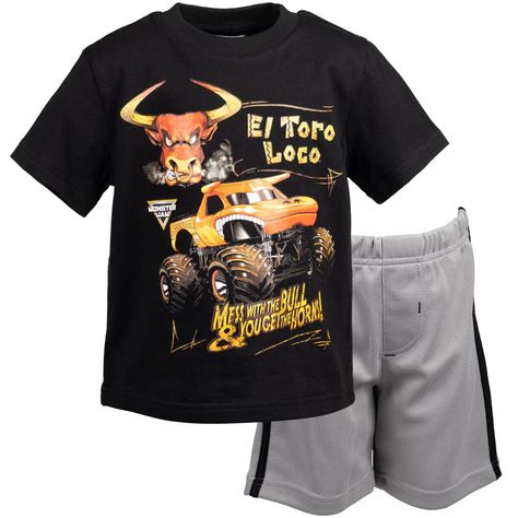 Mesh Shorts Outfit, Monster Jam Trucks, Grave Digger, Boy Activewear, Monster Jam, Shorts Outfit, Soft Clothes, Kids Clothes Boys, Wall Background