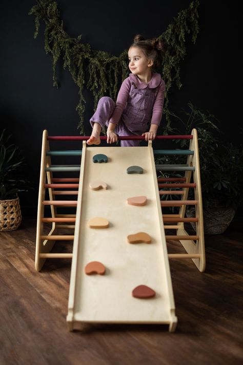 Wooden Climbing Toys, Playgrounds Ideas, Montessori Climber, Toddler Climbing Toys, Toddler Climbers, Best Toddler Gifts, Climbing Triangle, Urban Playground, Toddler Climbing