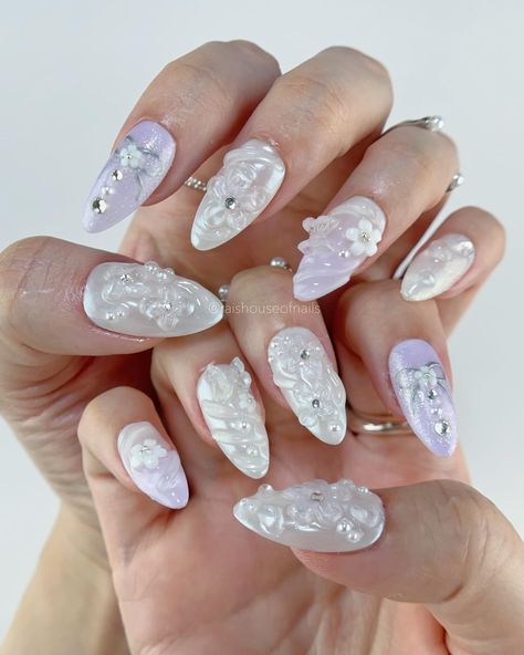 New designs now available on my shop! I’ve been loving this clear jelly flower trend so much. #pressonnails #nailtrends #nailart #nailartist Jelly Flower, Unicorn Nails, Aesthetic Nails, Pearl Nails, Nails Inspo, New Designs, Nail Trends, Nail Artist, White Nails