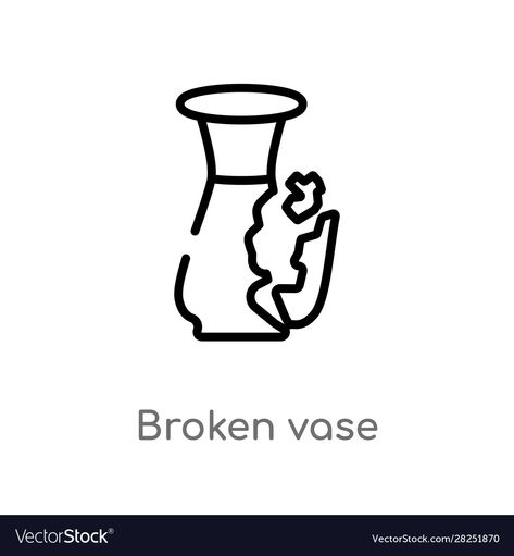 Vase Outline, Broken Vase, Element Illustration, Vector Line, Line Icon, Png Images, Vector Images, Vector Free, Royalty Free