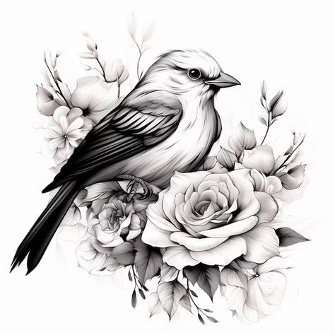 Draw Bird, Owl Tattoo Drawings, Bouquet With Roses, Abstract Art Projects, Tattoo Outline Drawing, Bird Sitting, Bird Sketch, Roses Tattoo, Aztec Tattoo