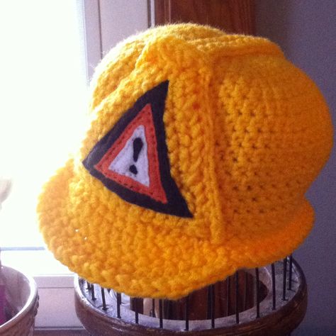 crochet construction hat made by DeeAnimals (Deanna Croteau) size 3-6 months Crochet Construction Hat, Crochet Construction, Crochet Hats For Boys, Construction Hat, Crochet Character Hats, Boy Crochet, Knitting Patterns Boys, Crochet Kids Hats, Crochet Christmas Gifts