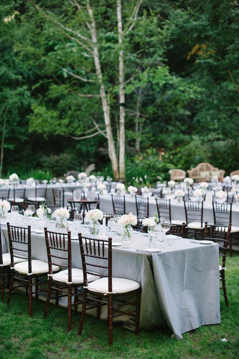 Chiavari Chairs Wedding, Eugene Wedding, Nestldown Wedding, Chairs Wedding, White Weddings Reception, Simple Table Settings, Long Tables, Wedding Table Linens, White Weddings