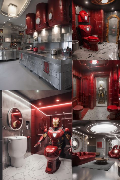 Man Room Ideas Bedrooms, Ironman Bedroom, Iron Man Bedroom, Iron Man Home, Iron Man Room, Superhero House, Iron Man Theme, Man Home Decor, Marvel Decor