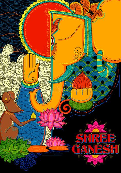 Illustration about Illustration of Lord Ganapati background for Ganesh Chaturthi. Illustration of divine, ganesha, festive - 76395718 Ganesh Chaturthi Illustration, Ganapati Background, Ganesh Chaturthi Decoration, Abstract Art Diy, Animal Portraits Art, Pop Art Comic, Ganesha Art, Indian Folk Art, Pop Art Wallpaper