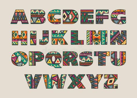 Vector set of ornate capital letters with abstract ethnic patterns. Vector set of ornate capital letters with abstract ethnic African patterns. Fancy alphabet vector illustration African Abstract Art, Fancy Alphabet, Calligraphy Letters Alphabet, Design Alphabet, African Pattern Design, Rock And, Typography Alphabet, Hand Lettering Alphabet, Paper Background Texture