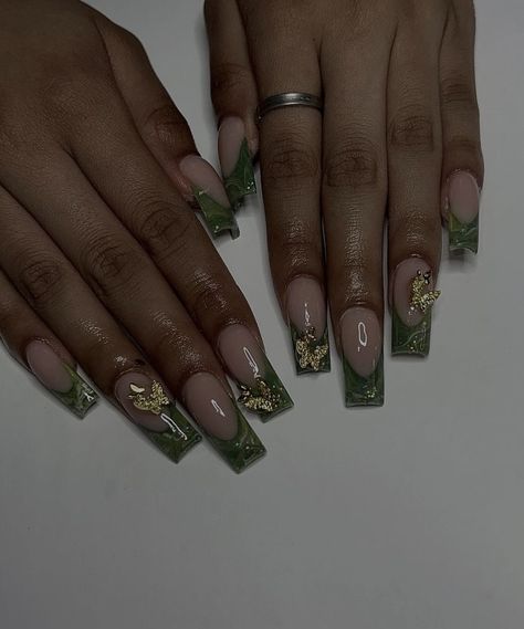 Tiana Nails Princess, Forest Green Nails Coffin, Tiana Nails, Princess And The Frog Nails, French Tip Nail Designs, Work Nails, Princess And The Frog, Princess Tiana, Birthday Idea