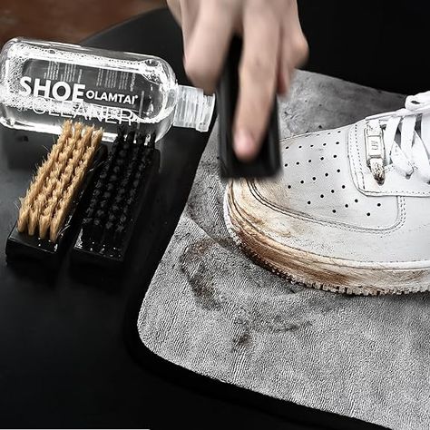 Amazon.com: OLAMTAI Shoe Cleaner Kit for Sneaker, Cleaning Kit, Sneaker 10Oz with 3 Brush & Microfiber Towel Included, Shoe, Suede, Boot, Canvas, PU, Fabric, etc,Clear,(Madala-SC-210201) : Clothing, Shoes & Jewelry Cleaning Products Design, Sneaker Cleaning, Cleaning Shoes, Shoes Cleaning, How To Clean White Shoes, Sneaker Cleaner, Shoe Cleaner, Shoe Cleaning, White Shoe