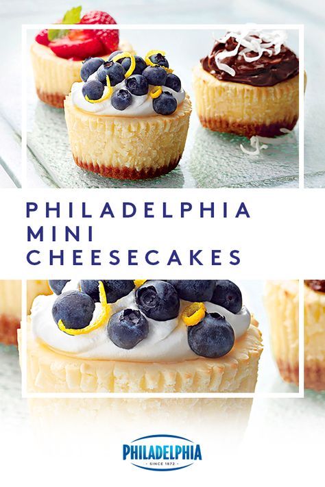 Philadelphia Mini Cheesecakes, Heart Cheesecake, Biscotti Cheesecake, Dessert Mini, Mini Cheesecake Recipes, Philadelphia Cream Cheese, Torte Cupcake, Low Carb Snack, Cheesecake Bites