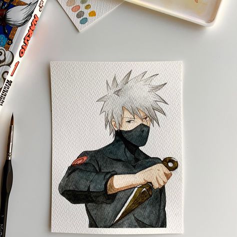 Character Design Art, Anime Canvas Painting, Naruto Painting, Manga Watercolor, Cartoon Drawing Tutorial, Character Artist, Hatake Kakashi, Best Anime Drawings, Anime Drawing Books