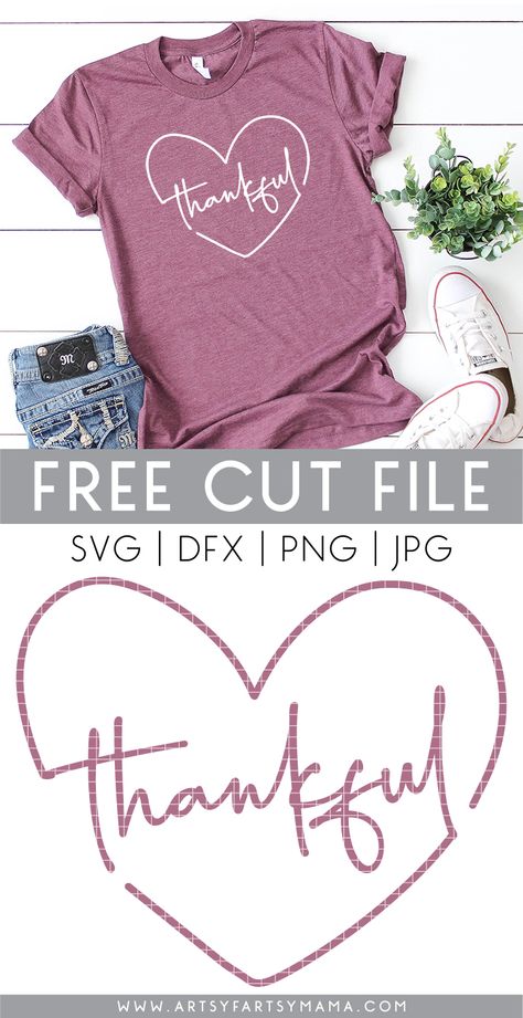 Thankful Shirt with Free Cut Files | artsy-fartsy mama Idee Cricut, Thankful Shirt, Projets Cricut, Cricut Projects Beginner, Cute Shirt Designs, Free Cut Files, Cricut Free, Cricut Craft Room, Vinyl Shirts