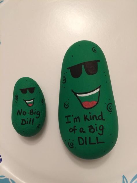 pickle rocks Easy Rock Painting Ideas, Painted Rocks Ideas, Easy Rock Painting, Garden For Beginners, Image Rock, Art Pierre, Rock Painting Ideas, Painted Rocks Craft, Rock Artists