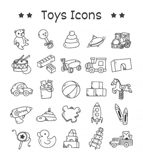 Set of toys icons in doodle style | Premium Vector #Freepik #vector #drawn #hand-drawn-sketch #doodle #hand-drawing Toys Drawing Illustrations, Toy Drawing, Toys Drawing, Doodle Style, Wooden Craft, Hand Drawing, Wooden Crafts, Doodle Drawings, Art Toy