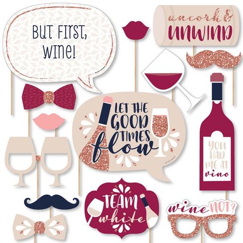 Big Dot Of Happiness But First, Wine - Wine Tasting Party Photo Booth Props Kit - 20 Count Bachelorette Party Photo Booth Props, Wine Party Decorations, Bachelorette Photo Booth, Winery Bachelorette Party, Bachelorette Party Photo Booth, Wine Birthday Party, Vino Before Vows, Bachelorette Party Photo, Wine Bachelorette Party