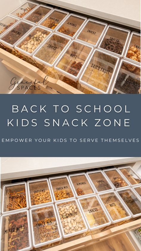 Bulk Snack Storage Ideas, Nut Storage Ideas, Nut Organization, Countertop Snack Storage Ideas, Pantry Snack Organization, Snack Pantry Organization, Snack Drawer Organization, Snack Organization Ideas, Snack Storage Ideas