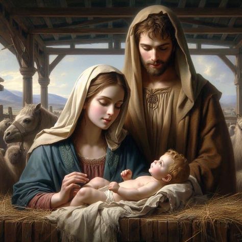 Nativity Of Jesus Christ, Nativity Of Jesus, Beautiful Christmas Scenes, Christmas Bible Verses, Christmas Christ, Mother Mary Images, Jesus Christ Painting, Pictures Of Christ, Jesus Christ Artwork