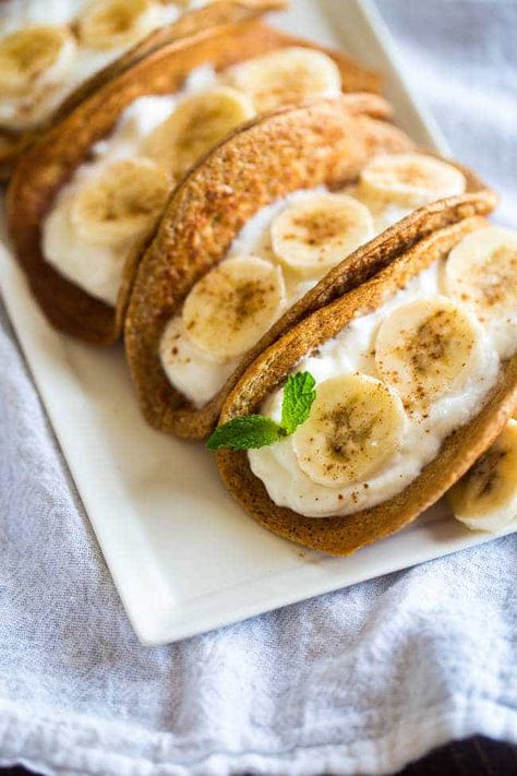 Back To School Breakfast Ideas, Pancake Tacos, School Breakfast Ideas, Gluten Free Banana Pancakes, Yogurt Banana, Protein Meal Replacement, Back To School Breakfast, Paleo Banana Bread, Banana Pancake