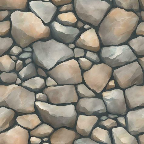 Krita Art, Stone Texture Seamless, Cobble Stone, Stone Blocks, Texture Seamless, Texture Paint, Stone Texture, Stone Pattern, Painting Illustration