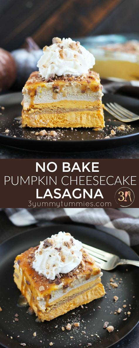 Pumpkin Cheesecake Pudding, Pumpkin Cheesecake Lasagna, Cheesecake Lasagna, Cinnamon Graham Crackers, Pear And Chocolate Cake, Easy Holiday Dessert, Fall Favorites Recipes, No Bake Pumpkin, Bake Pumpkin