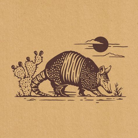 Armadillo Aesthetic, Desert Animals Drawing, Armadillo Sketch, Armadillo Cartoon, Armadillo Cowboy, Southwest Illustration, Armadillo Drawing, Armadillo Illustration, Armadillo Tattoo