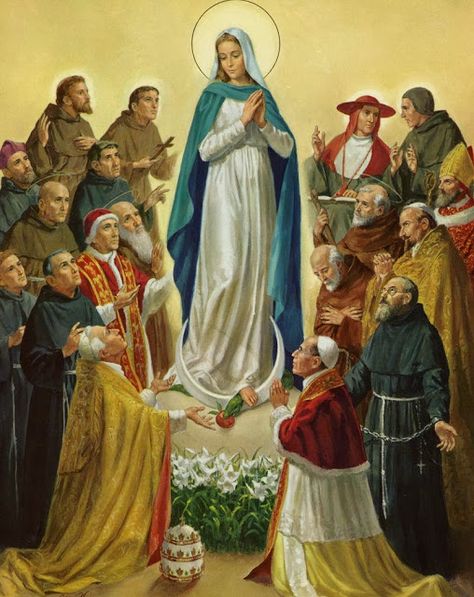 Little Plant of St. Francis: Today is the Feast of All Franciscan Saints of the Seraphic Order (Franciscans) Blessed Mary, Queen Of Heaven, Blessed Mother Mary, Religious Images, The Virgin Mary, Sainte Marie, Daughters Of The King, Mary And Jesus, Eucharist