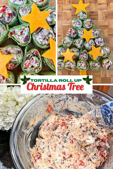 Christmas Roll Ups, Christmas Tree Pinwheels, Tortilla Roll Ups Appetizers, Tortilla Ideas, Tortilla Roll Up, Cheese Stars, Christmas Party Snacks, Tortilla Pinwheels, Southern Cooking Recipes