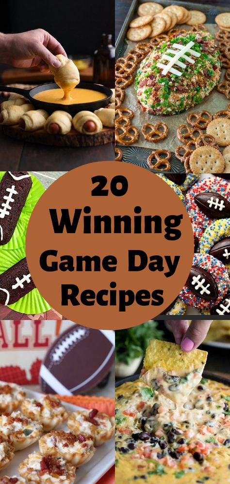 During Football Season we need food to make it through our favorite games. Not just any food but good football food. Here are 20 winning recipes I gathered that are all fabulous.  #tailgatinrecipes,#footballfood,#tailgatingroundup,#footballfoodrecipes Best Football Food, Tailgate Treats, Autumn Cookies, Game Day Recipes, Themed Recipes, Winning Recipes, Football Party Food, Meat Appetizers, Tailgating Recipes