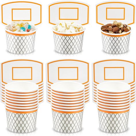 Basketball Snacks, Kids Party Cups, Basketball Themed Birthday Party, Basketball Party Decorations, Basketball Theme Birthday, Party Favor Cups, Sports Party Favors, Basketball Theme Party, Basketball Decorations