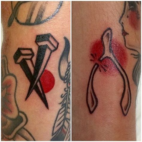 Traditional Wishbone Tattoo, Wishbone Tattoo, Filler Tattoo, Tattoos And Meanings, Facial Tattoos, Traditional Tattoo Art, Hand Poke, American Traditional Tattoo, American Traditional